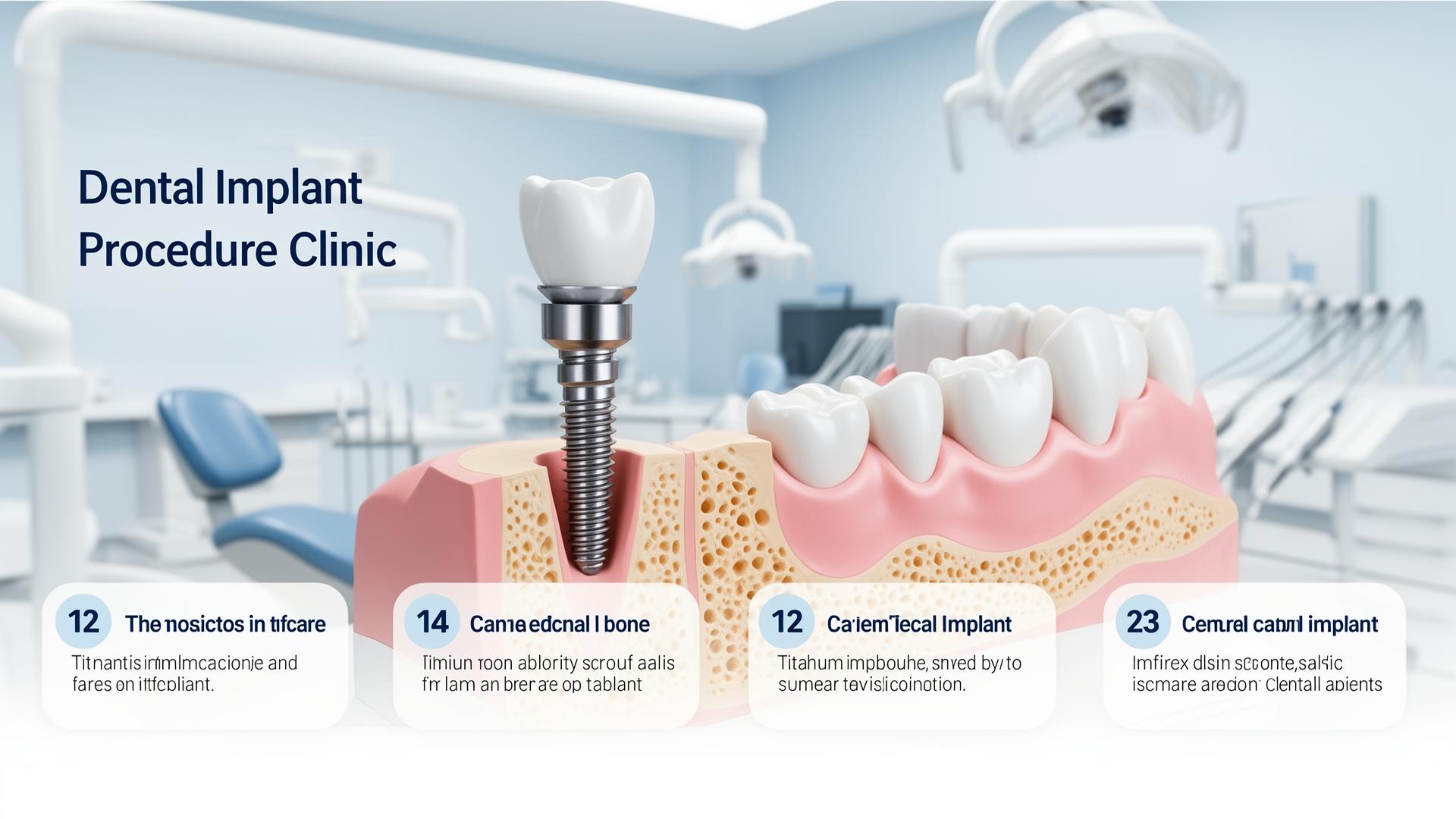 Dental implant procedure step by step guide showing implant placement in jawbone